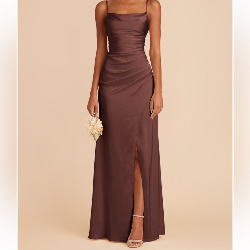 Birdy Grey - Lydia Dress - Matte Satin Chocolate Brown - Small